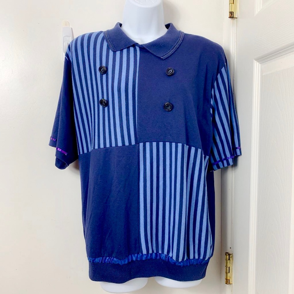 DonnKenny Classic Womans Top Blue Awning SZ L.!!!!